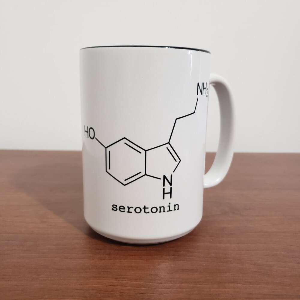 Coffee Mug Serotonin Molecules Science Design Simple White Black Zazzle